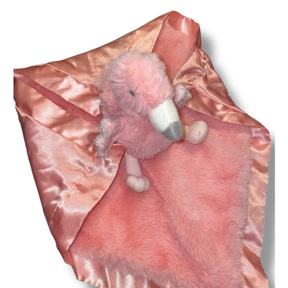 Cloud Island 14" Flamingo Lovey Plush Security Blanket Satin Trim Nursery Gift - Picture 8 of 12